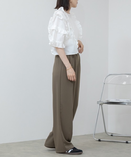 ブラウス シャツ ブロード袖フリルブラウス レディース HEILIS ブラウス シャツ TCブロードフリルブラウス レディース