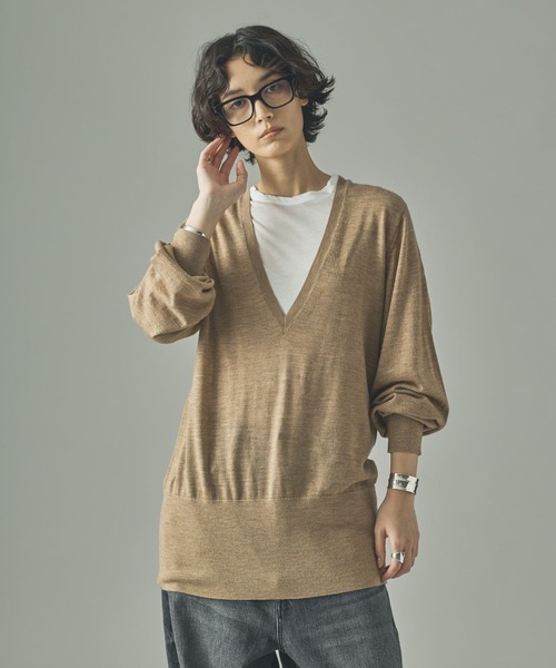 カレンソロジー　Vネック　ゆったりニット KOBE LETTUCE コクーンサマーニット レディース 40代 50代 30代