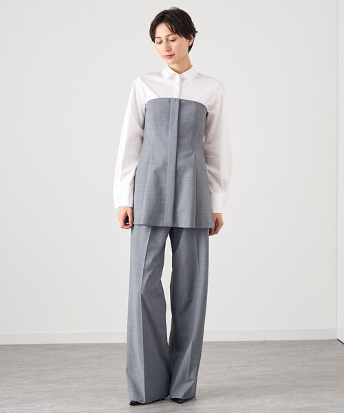 ANAYI ブラウス シャツ コンパクトコットンシアーボウタイ