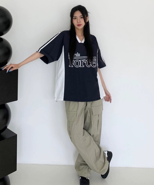 Per sist ence（パーシエンス） tシャツ カレッジロゴVネックナイロン