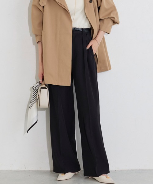 Pierrot パンツ センタープレスタックワイドパンツ レディース