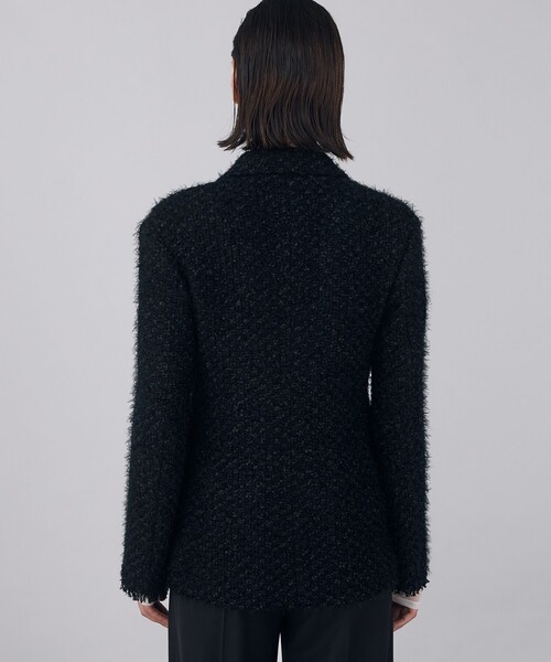 DES PRES ブラック　ショールカラージャケット DES PRES ジャケット テーラードジャケット ヘアリーループツイード