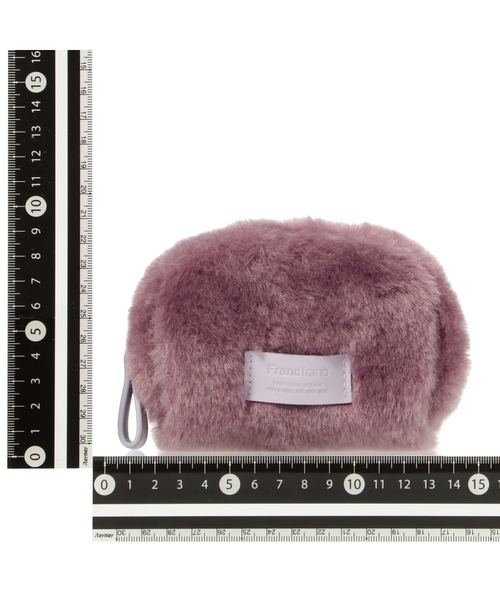 紫色ファーポーチ ファスナー付き Francfranc（フランフラン） ポーチ ファー ポーチ XS パープル