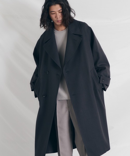 WYM LIDNM トレンチコート　ベージュ　Lサイズ WYM LIDNM（ウィム バイ リドム）の「MINIMAL WIDE TRENCH COAT