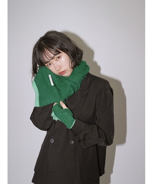 Uenui マフラー ストール セット マフラー 手袋 バイカラーデザイン