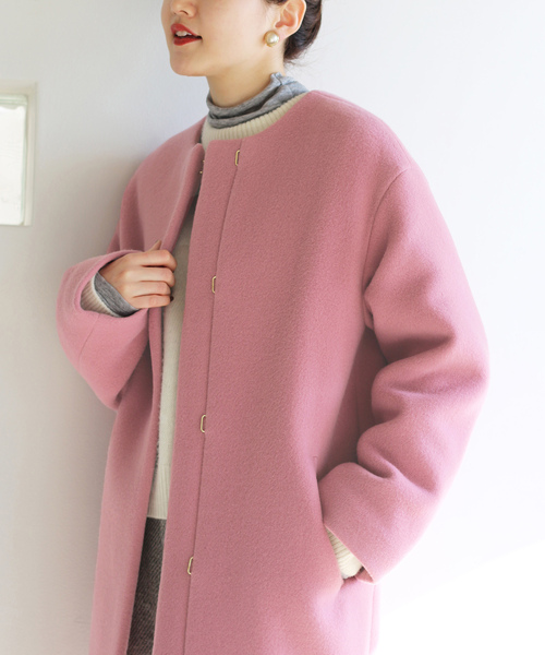 IÉNA イエナ 36グレー ウール ノーカラーコート 中古・古着通販】IENA (イエナ) ノーカラーコート グレー サイズ:SIZE