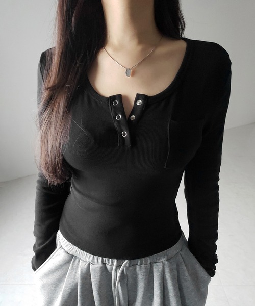 CERRIC セリック 長袖トップス COLOR SNAP BUTTON TOP me+em select（ミームセレクト） tシャツ 「 2color 」スナップボタン