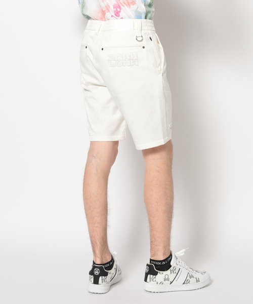 マーク＆ロナ ハーフパンツ S (ホワイト) 新品 MARK&LONA（マークアンドロナ） パンツ Ever Monogram Slim Fit Shorts