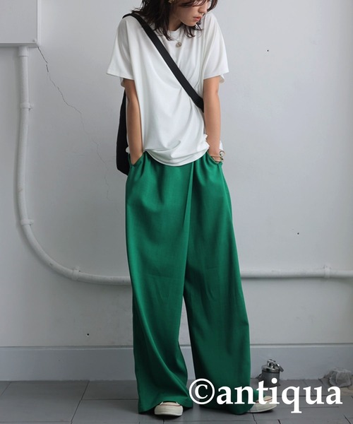 antiqua（アンティカ） tシャツ とろみフレンチトップス レディース