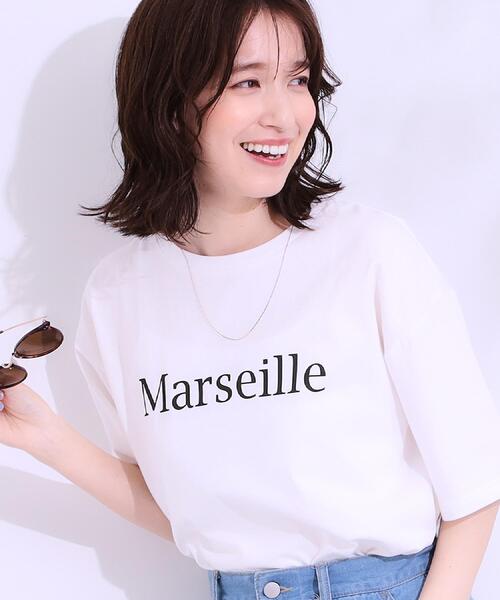 4色 Tシャツ 半袖 トップス ロゴ プリント ドロップショルダー セール】ドロップショルダープリントTシャツ(United)（Tシャツ