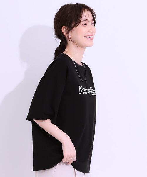 tシャツ 「LOURMARIN」ロゴプリントコットンTシャツ レディース セール】 重ねロゴプリントTシャツ《2025summer catalog item