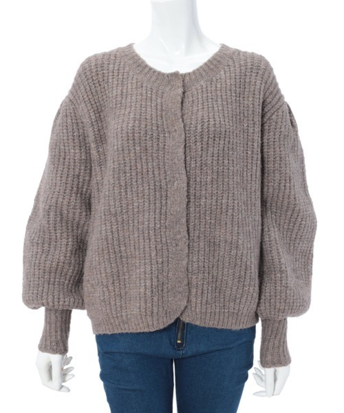 「Edit Sheen」 ニットカーディガン MEDIUM スモークピンク レディース_画像3