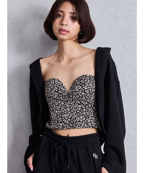 GYDA チューブトップ ベアトップ leopard printベアビスチェ