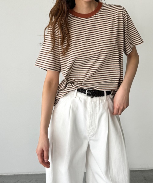 tシャツ El mar　ボーダーリンガーTシャツ レディース