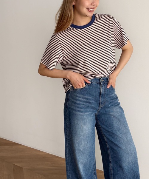 tシャツ El mar　ボーダーリンガーTシャツ レディース セール】El mar ボーダーリンガーTシャツ（Tシャツ/カットソー