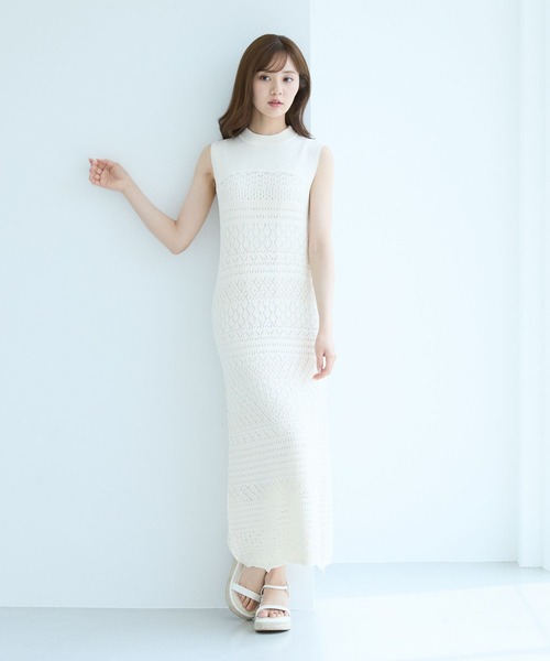 アンデミュウ 大人気 ニットワンピース Andemiu（アンデミュウ）の「ロングレイヤードニットワンピース
