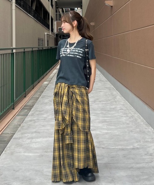 JEANASIS｜シャツライクアシメチェックロングスカート | Rakuten