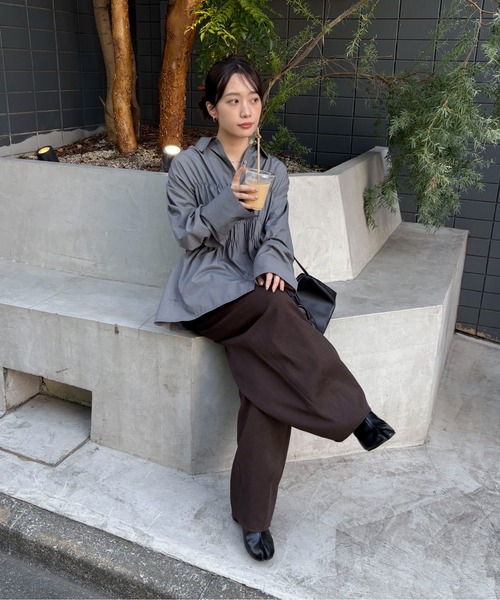 ✨近年✨ 定価3.9万 アンスリード ウェーブシャーリング2WAYシャツ feepur（フェピュール） ブラウス シャツ シャーリングアソート