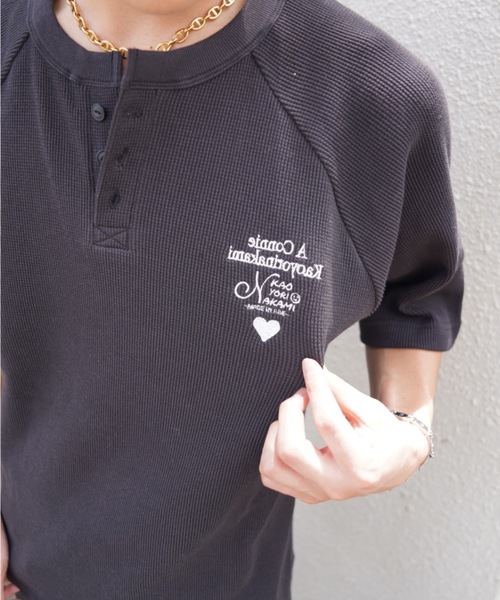 kaoyorinakami tシャツ Connie thermal henley tee / コニーサーマル