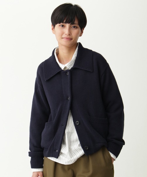 「MHL.」 ニットカーディガン 2 ネイビー レディース