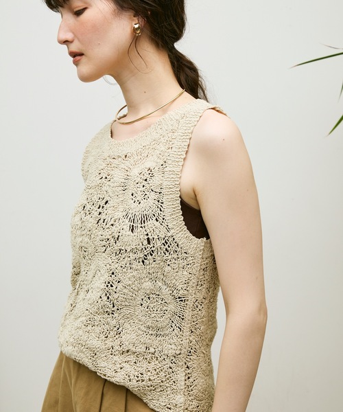 ベスト ジレ Nuanced Lace Knit Vest / ニュアンスレースニットべスト