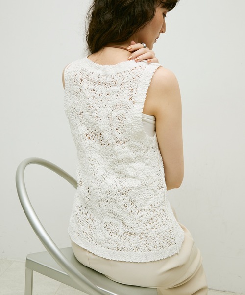 ベスト ジレ Nuanced Lace Knit Vest / ニュアンスレースニットべスト