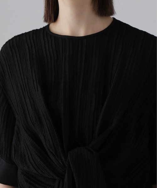 【美品】アドーア⭐️定価42900円 ADORE シアー麻ブラウス 38 ブラック ADORE ブラウス シャツ ワッシャーシアーリボンブラウス