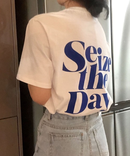 tシャツ バックロゴプリント半袖Tシャツ レディース