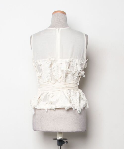 「HONEY MI HONEY」 フリンジノースリーブブラウス FREE イエロー レディース_画像2