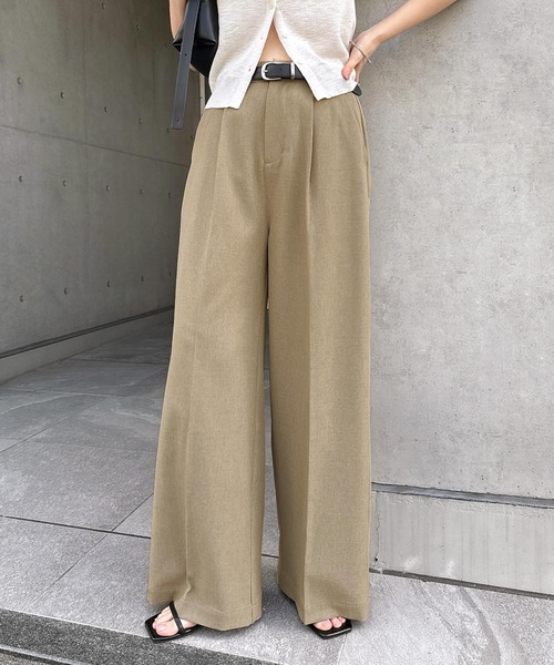 andme（アンドミー） スラックス パンツ タックスラックスワイドパンツ