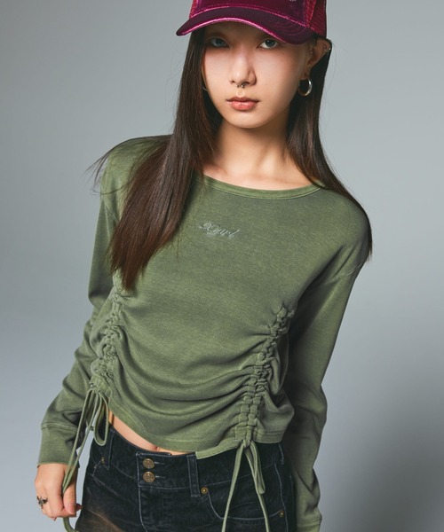 X-girl（エックスガール） tシャツ FADED DRAWSTRING L/S TOP