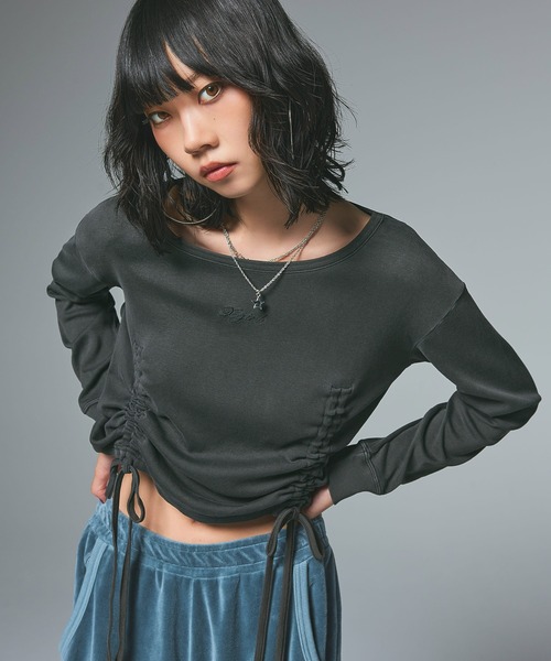 X-girl（エックスガール） tシャツ FADED DRAWSTRING L/S TOP