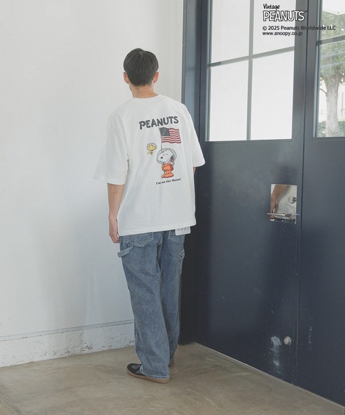 「PEANUTS」 半袖Tシャツ LARGE ネイビー メンズ_画像3