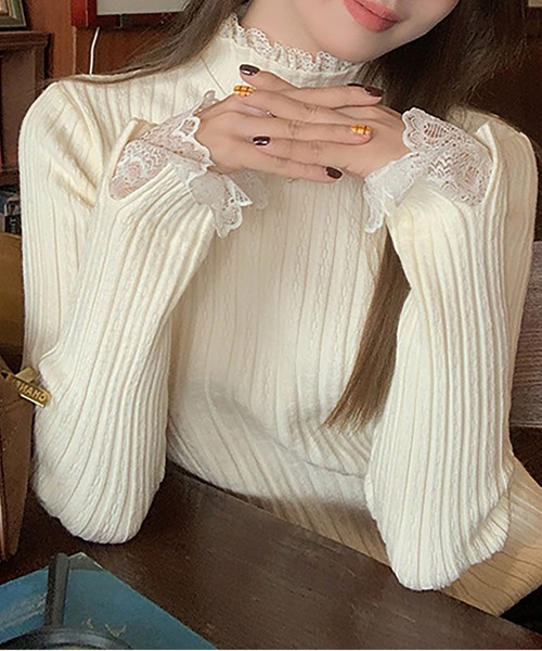 新品タグ付き deres デレス ニット トップス MAISON DE THERESE（メゾン ド テレーズ） ニット セーター レース