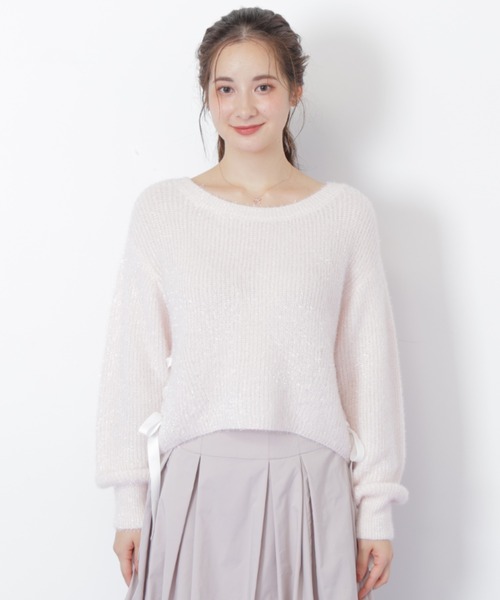 【新品未使用】ジルバイジルスチュアート☆サイドリボンフィルムフェザーニット サイドリボンフィルムフェザーニット | JILL by JILL STUART（ジル