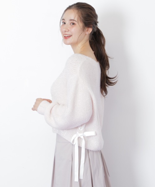 【新品未使用】ジルバイジルスチュアート☆サイドリボンフィルムフェザーニット サイドリボンフィルムフェザーニット | JILL by JILL STUART（ジル