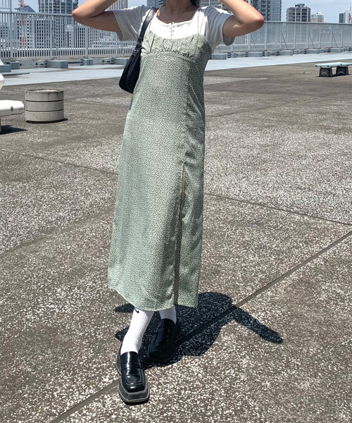 「SHAGGIE」 キャミソールワンピース FREE ライトグリーン レディース_画像2