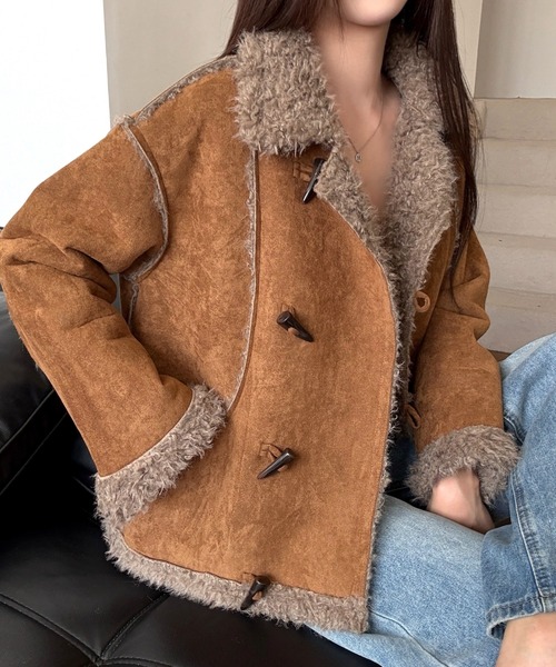 SHEENA（シーナ） ムートンコート ボアコート トグルボタンフェイク