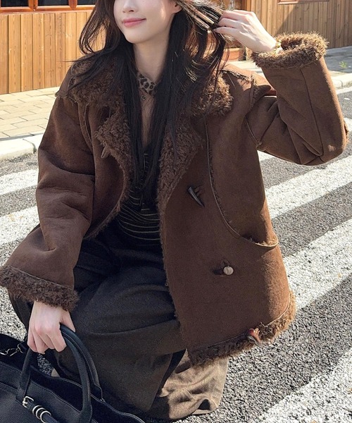 SHEENA（シーナ） ムートンコート ボアコート トグルボタンフェイク