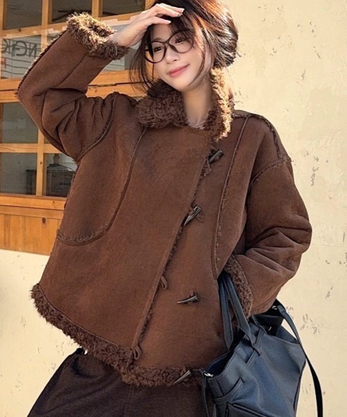 SHEENA（シーナ） ムートンコート ボアコート トグルボタンフェイク