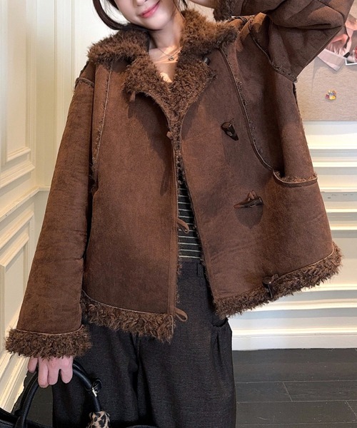 SHEENA（シーナ） ムートンコート ボアコート トグルボタンフェイク