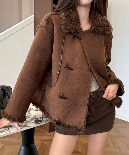 SHEENA（シーナ） ムートンコート ボアコート トグルボタンフェイク