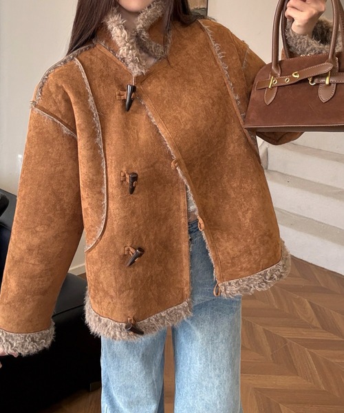 SHEENA（シーナ） ムートンコート ボアコート トグルボタンフェイク