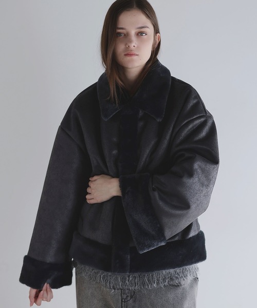 デッドストック品 メンズ リアルムートンコート くるみボタン タグ付き LL 灰 デッドストック品 メンズ リアルムートンコート くるみボタン タグ付き