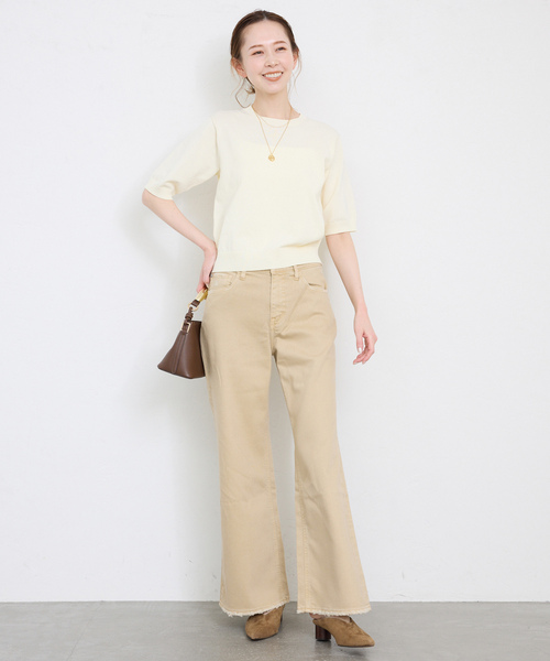 「SLOBE IENA」 半袖ニット FREE ネイビー レディース_画像6