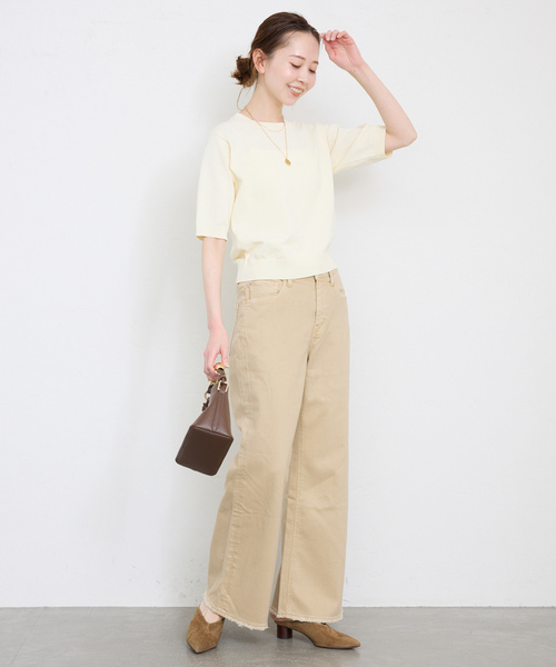 「SLOBE IENA」 半袖ニット FREE ネイビー レディース_画像7