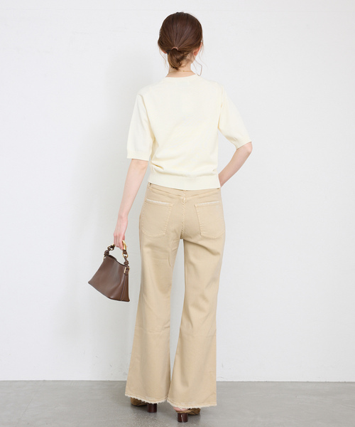 「SLOBE IENA」 半袖ニット FREE ネイビー レディース_画像9