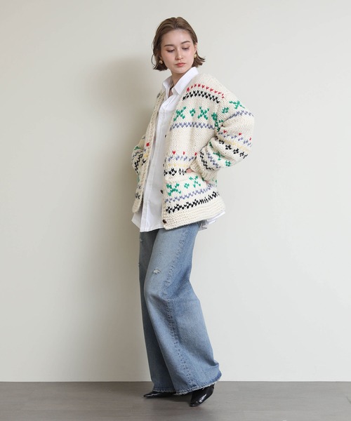 カーディガン ハンドメイドカウチンカーディガン レディース