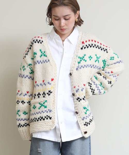 カーディガン ハンドメイドカウチンカーディガン レディース
