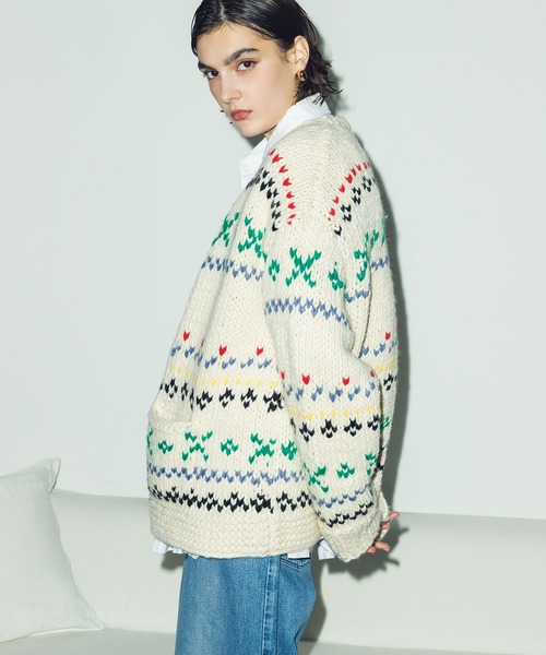 ハンドメイド　ニットカーディガン カーディガン ハンドメイドカウチンカーディガン レディース